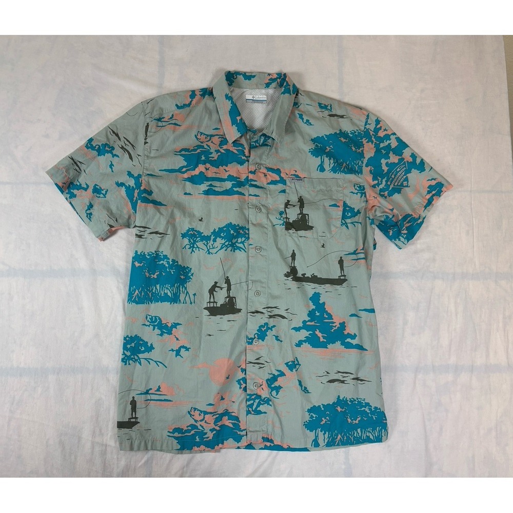 Columbia Button Down Shirt PFG UPF‎ 30 Fishing Shirt Vented Mens Large Woven
